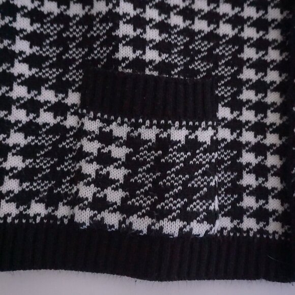 Vintage Tradition Sears Black White Knit Houndstooth Button Cardigan Sweater XL - Picture 9 of 11